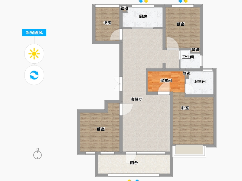 山东省-菏泽市-中璟珑璟湾-111.91-户型库-采光通风