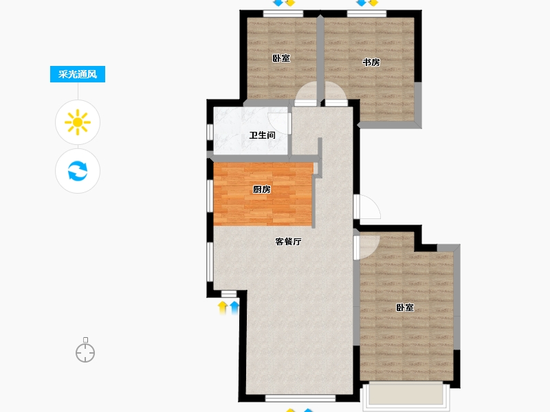 宁夏回族自治区-银川市-世茂悦玺-82.53-户型库-采光通风