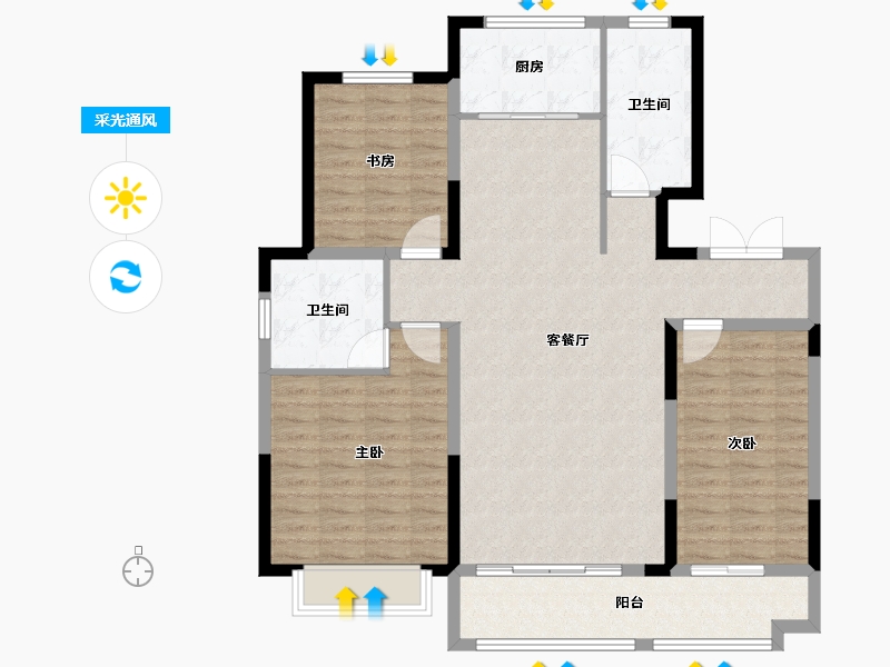 山东省-济南市-四建美林花园-112.00-户型库-采光通风