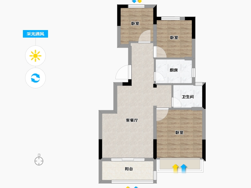 浙江省-嘉兴市-大发德商熙悦花苑-68.00-户型库-采光通风