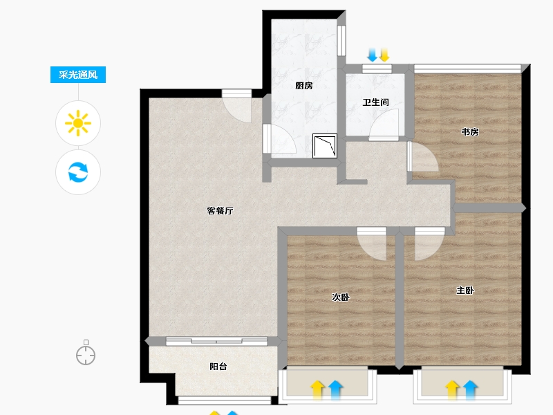 山东省-济南市-齐河新城悦隽-84.00-户型库-采光通风