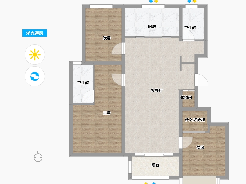 山东省-济南市-万科龙湖城市之光云玺-100.00-户型库-采光通风