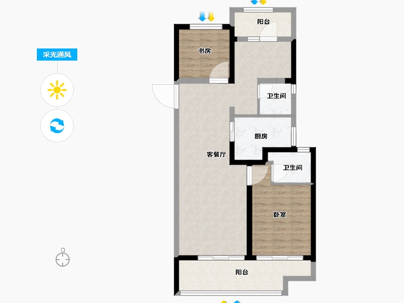 河南省-郑州市-融侨美域-84.00-户型库-采光通风