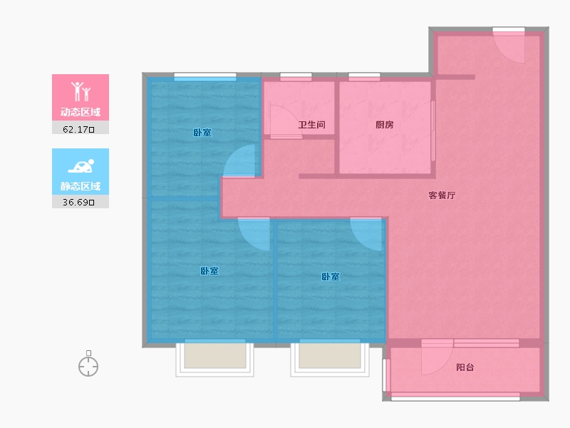 山东省-济宁市-西岸华府二期-90.00-户型库-动静分区