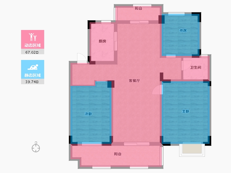 安徽省-蚌埠市-沁雅济学瑭-94.40-户型库-动静分区