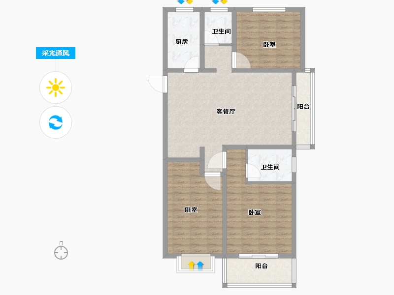 河南省-安阳市-林州鼎胜银河湾-102.00-户型库-采光通风