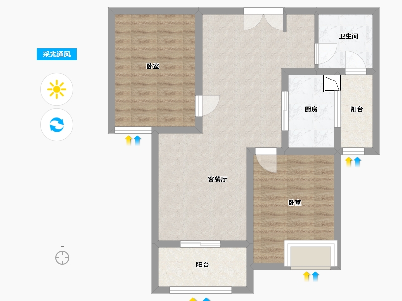 河南省-郑州市-紫檀华都住宅-71.00-户型库-采光通风