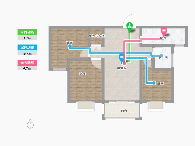 河南省-郑州市-浩金元芳邻华庭-86.00-户型库-动静线