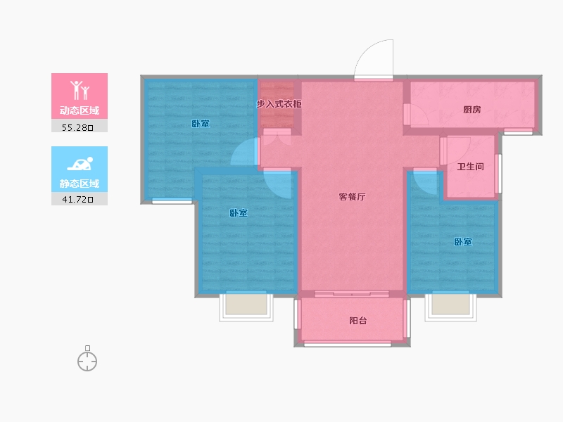 河南省-郑州市-浩金元芳邻华庭-86.00-户型库-动静分区