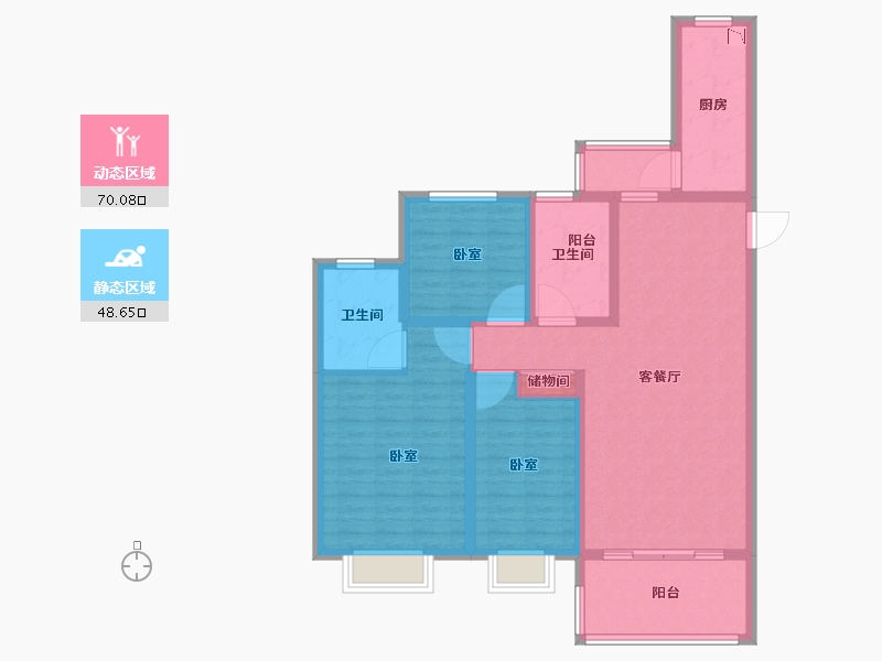 山东省-烟台市-烟台恒大海上帝景-105.71-户型库-动静分区