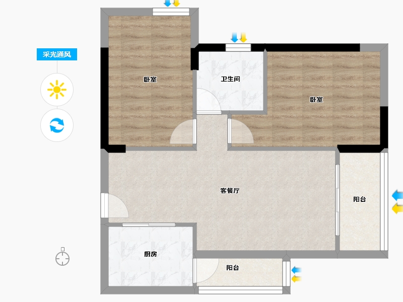 河南省-洛阳市-美景嘉园-61.80-户型库-采光通风