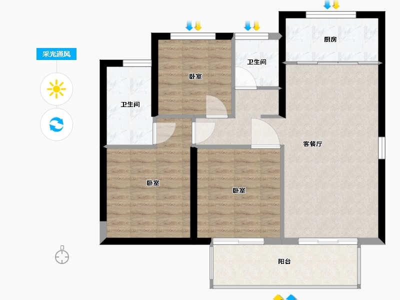 浙江省-绍兴市-海湾新城-79.99-户型库-采光通风