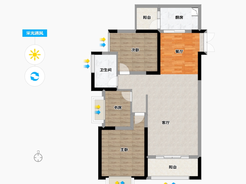 山东省-威海市-财富1号-91.68-户型库-采光通风