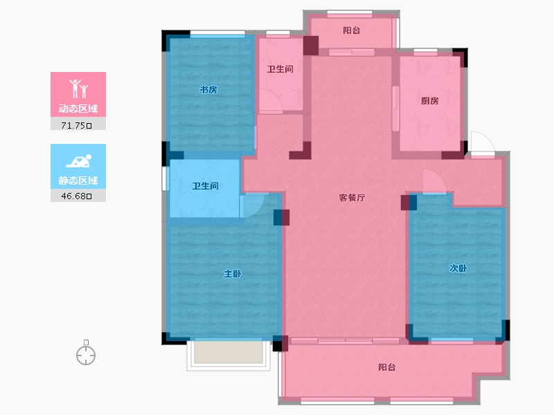 安徽省-蚌埠市-沁雅济学瑭-104.80-户型库-动静分区