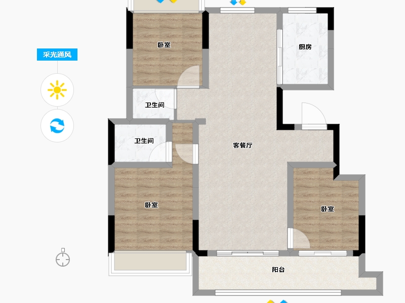 浙江省-嘉兴市-大发德商熙悦花苑-93.00-户型库-采光通风