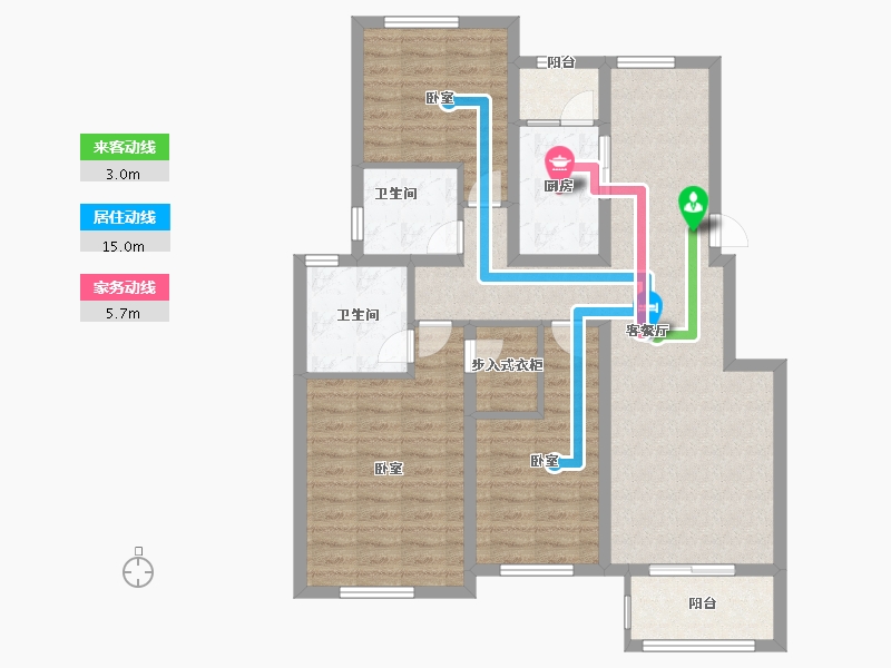 山东省-烟台市-阳光首院-95.49-户型库-动静线