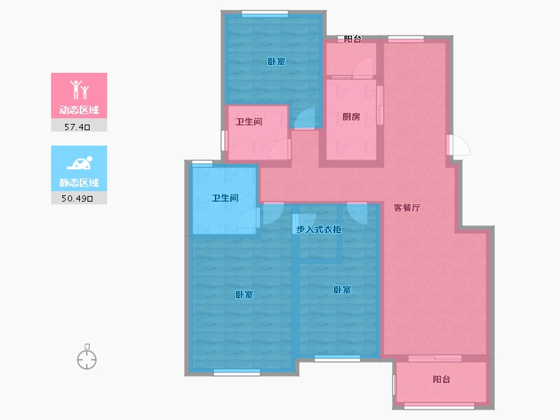 山东省-烟台市-阳光首院-95.49-户型库-动静分区