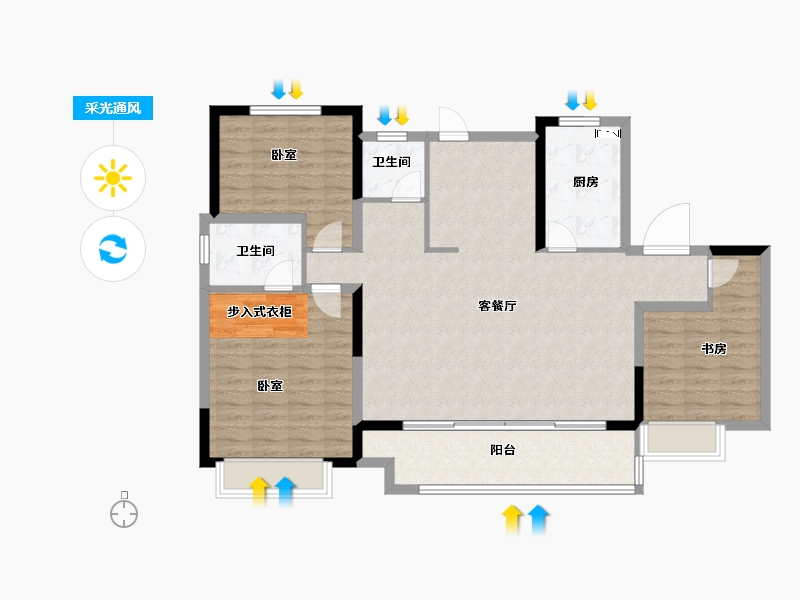 河南省-郑州市-招商公园与湖-114.00-户型库-采光通风