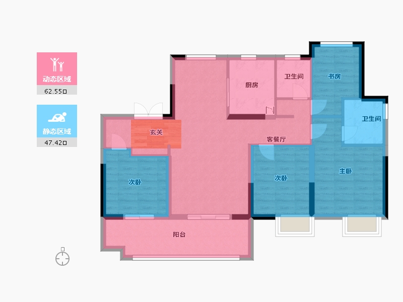 安徽省-蚌埠市-北京城房·春华园-98.40-户型库-动静分区