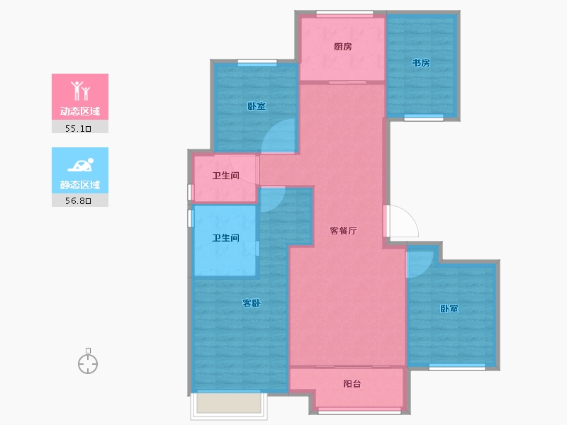 浙江省-嘉兴市-秀湖中粮・祥云-102.00-户型库-动静分区