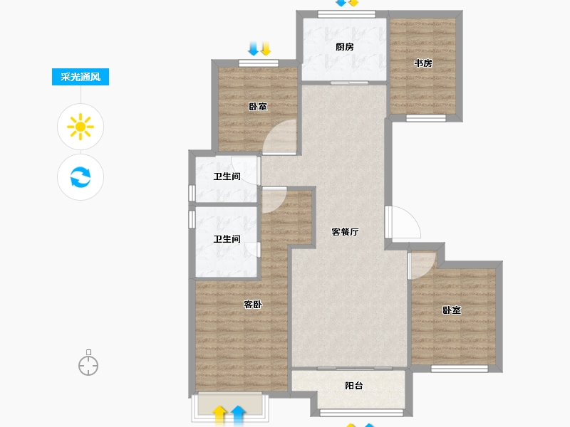 浙江省-嘉兴市-秀湖中粮・祥云-102.00-户型库-采光通风