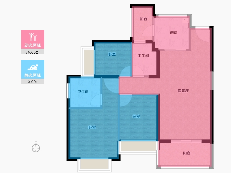 河南省-郑州市-昆明恒大国际健康城-86.54-户型库-动静分区