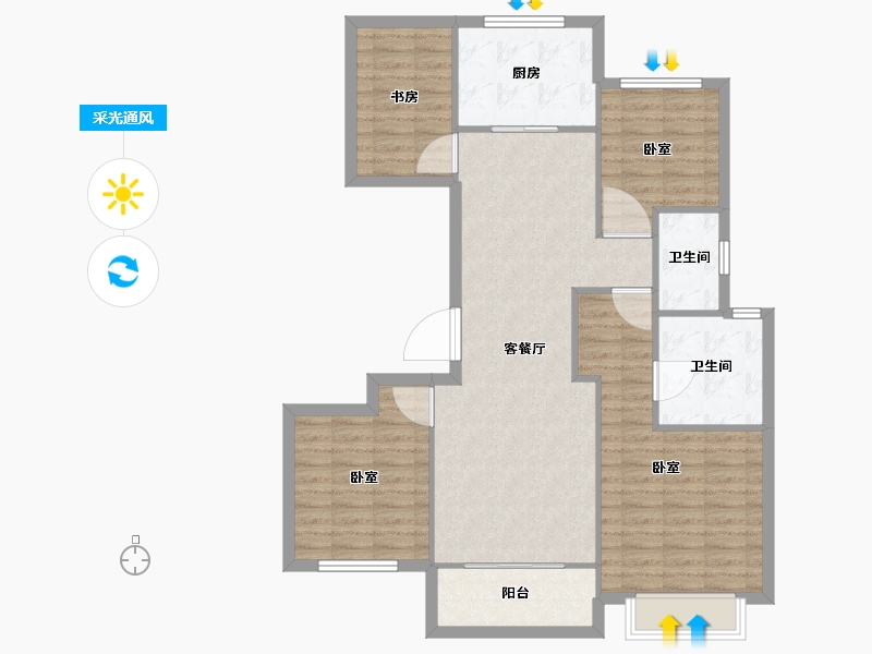 浙江省-嘉兴市-秀湖中粮・祥云-102.00-户型库-采光通风