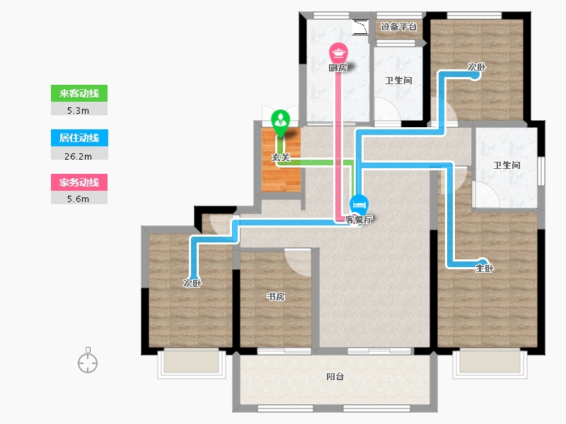 江苏省-常州市-弘阳燕澜风华住宅-120.72-户型库-动静线