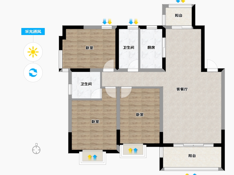 山东省-烟台市-永达福源里-99.55-户型库-采光通风