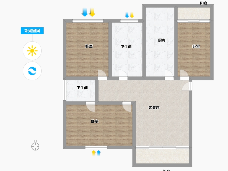 河南省-洛阳市-广源幸福里金街-96.99-户型库-采光通风