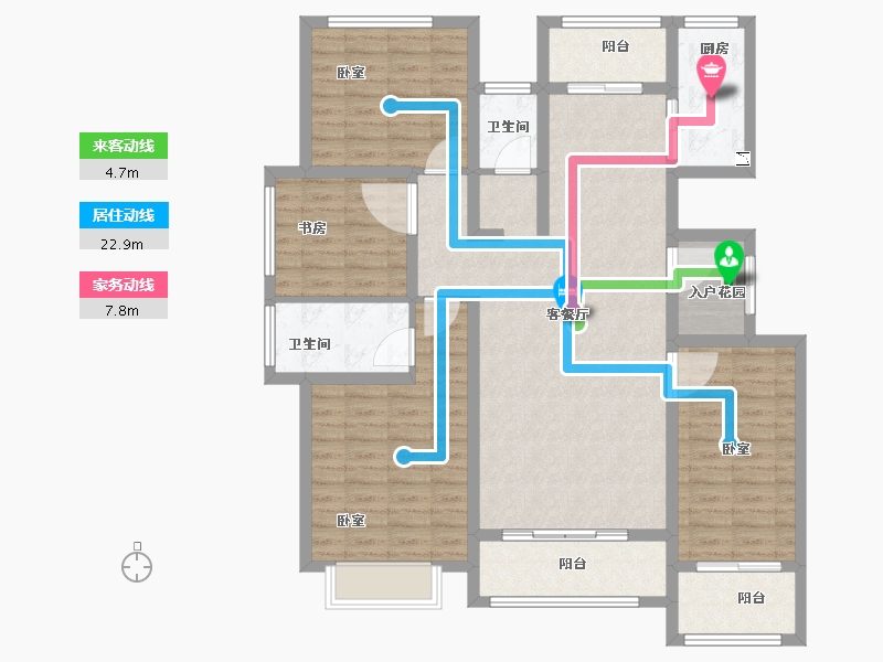 河南省-焦作市-沁阳一号公馆-118.00-户型库-动静线