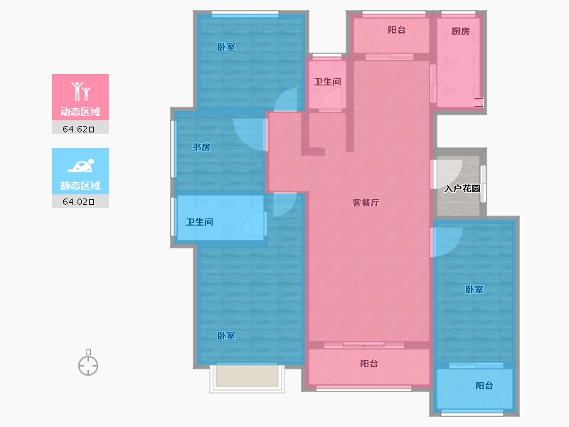 河南省-焦作市-沁阳一号公馆-118.00-户型库-动静分区