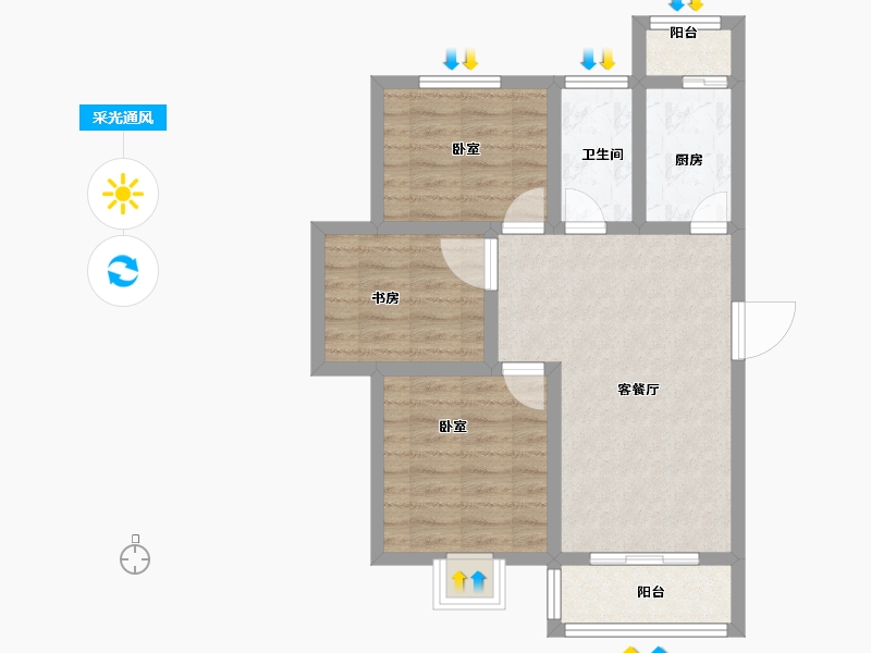 河南省-郑州市-栖水湾-62.00-户型库-采光通风