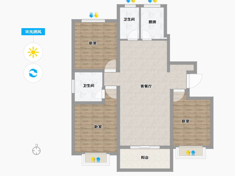 山东省-菏泽市-颐江南-108.00-户型库-采光通风