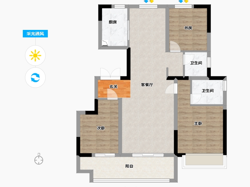 安徽省-蚌埠市-北京城房·春华园-89.60-户型库-采光通风