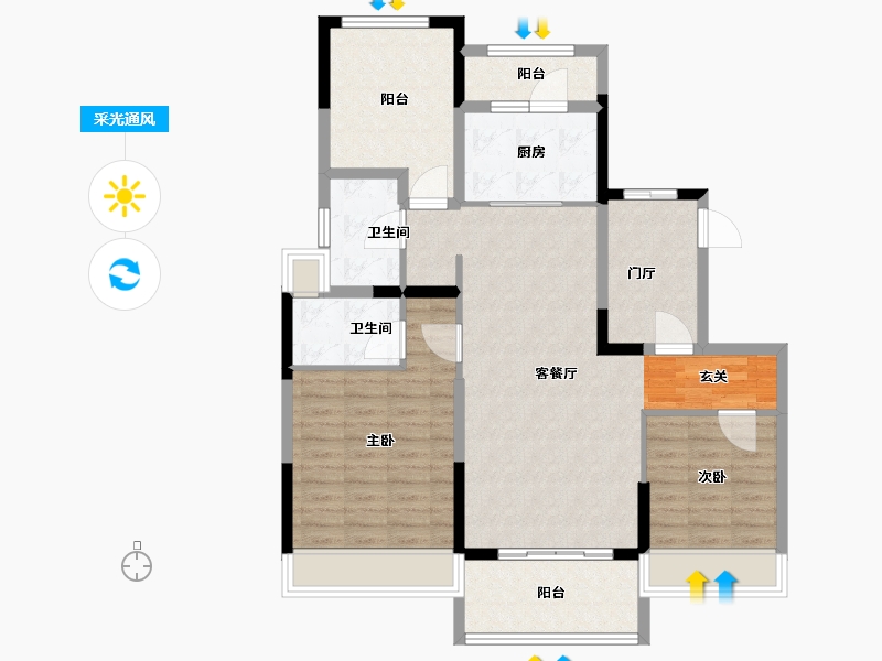 安徽省-滁州市-碧桂园欧洲城玖禧澜湾-100.00-户型库-采光通风