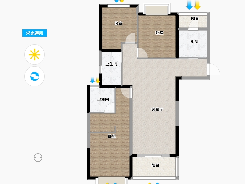 河南省-安阳市-林州恒大悦府-109.42-户型库-采光通风