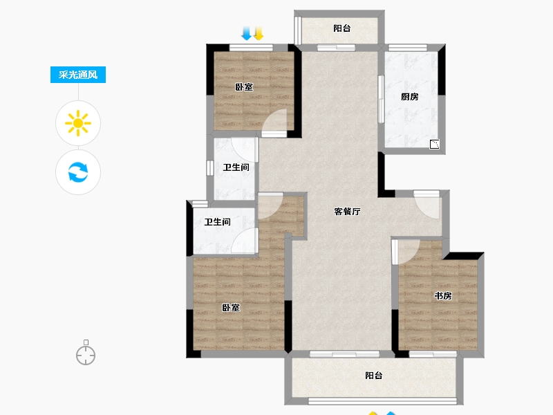 河南省-洛阳市-正弘悦府-97.00-户型库-采光通风