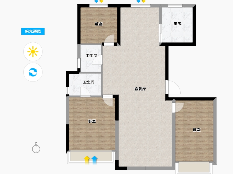 宁夏回族自治区-银川市-世茂悦玺-107.31-户型库-采光通风