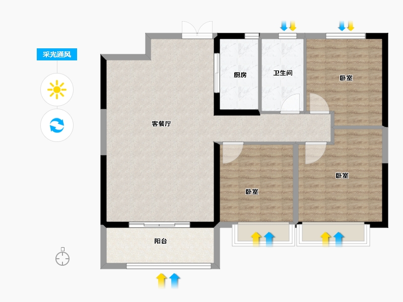 河南省-安阳市-建业凤凰城北岸-102.00-户型库-采光通风