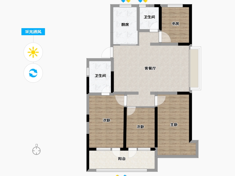 山东省-青岛市-华新园东宸府-114.00-户型库-采光通风