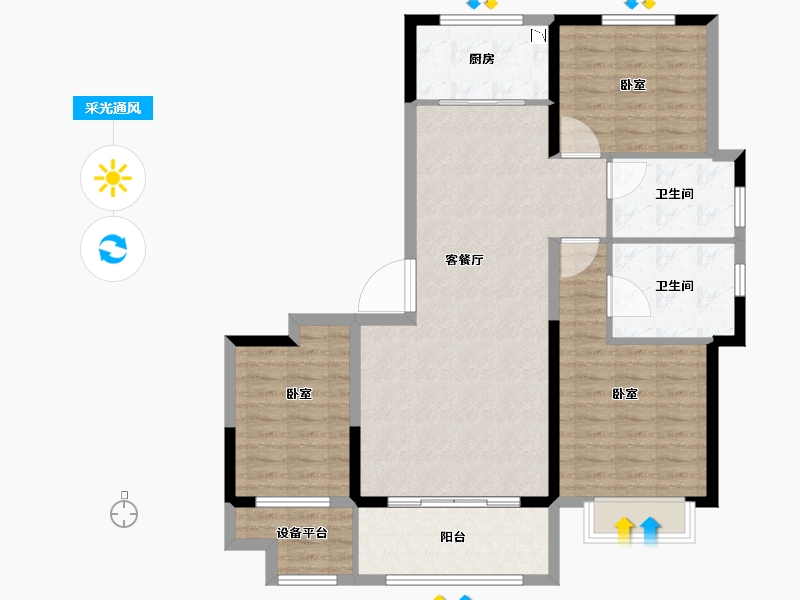 河南省-安阳市-建业凤凰城北岸-102.00-户型库-采光通风