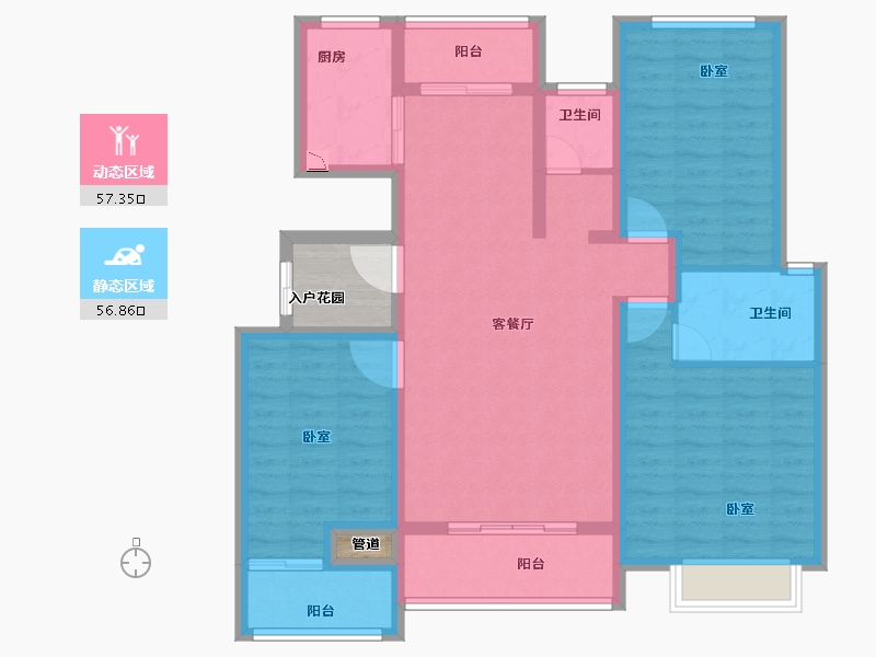 河南省-焦作市-沁阳一号公馆-105.86-户型库-动静分区