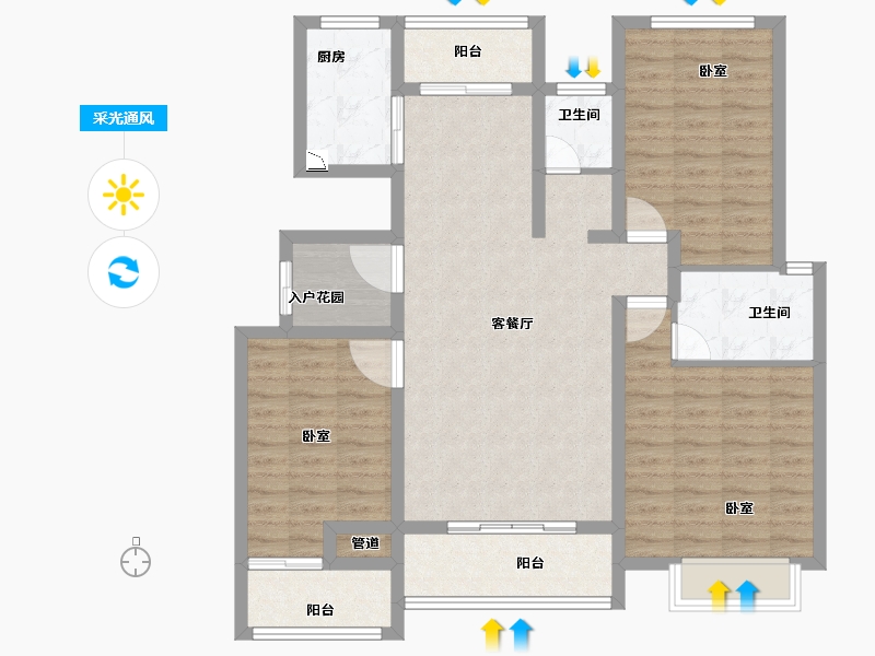 河南省-焦作市-沁阳一号公馆-105.86-户型库-采光通风