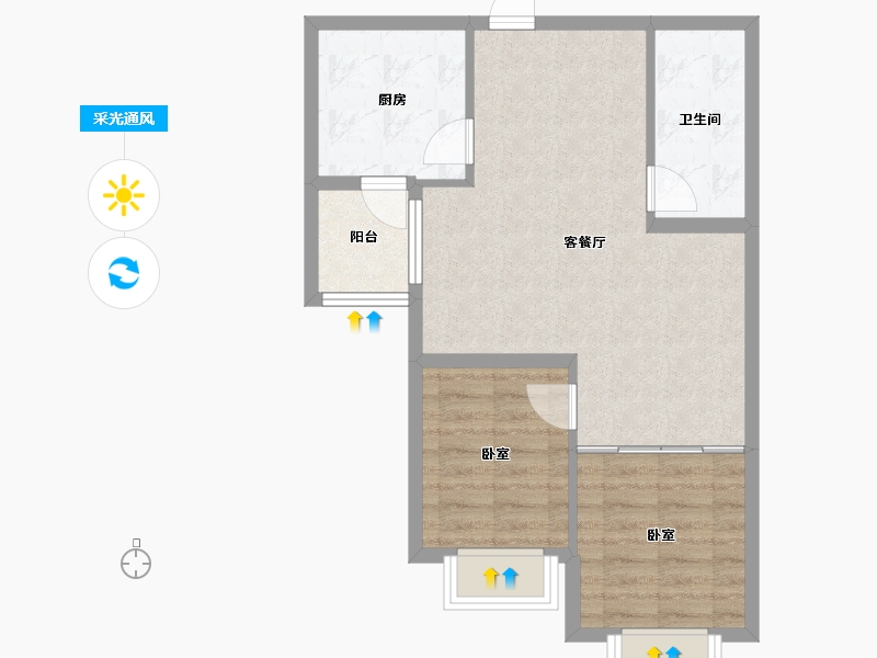 山东省-烟台市-海上明珠-61.99-户型库-采光通风