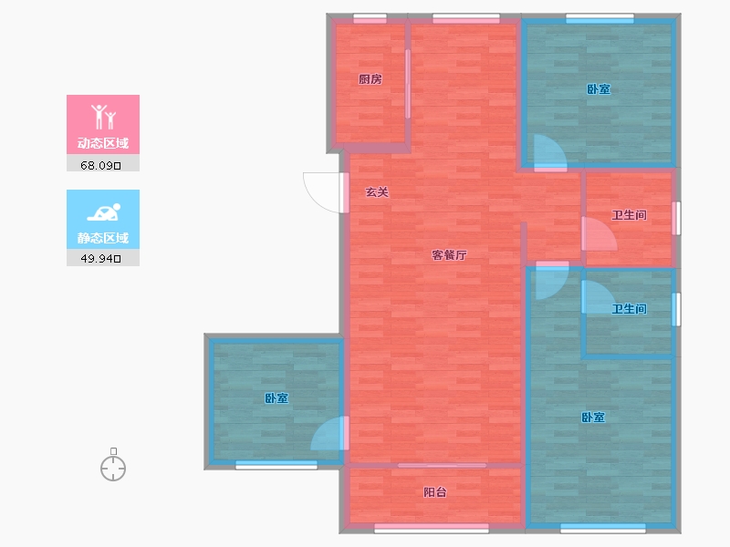 山东省-青岛市-水岸 华庭-106.89-户型库-动静分区