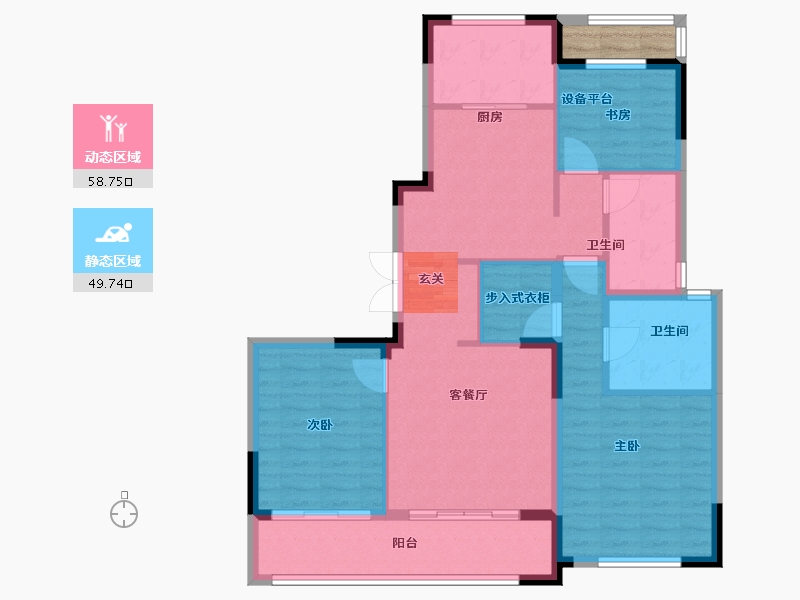 江苏省-常州市-弘阳燕澜风华住宅-100.00-户型库-动静分区