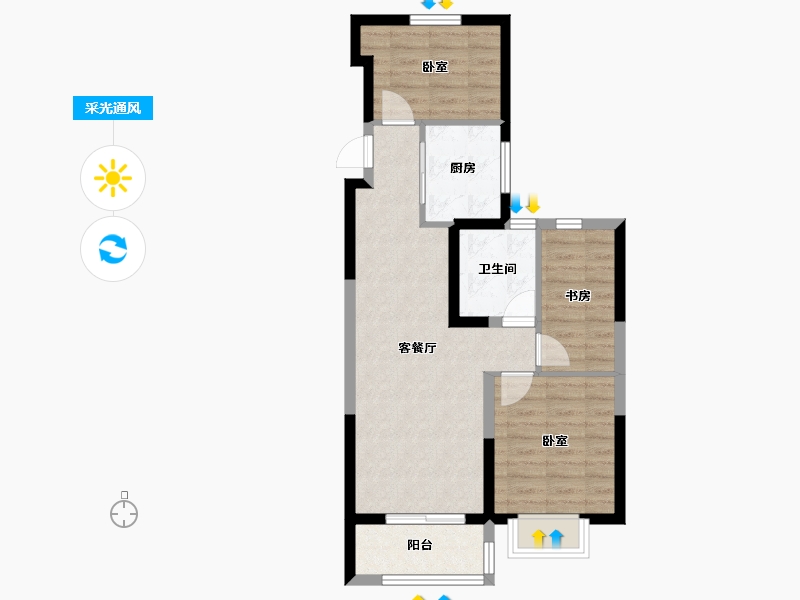 山东省-烟台市-永达福源里-62.13-户型库-采光通风