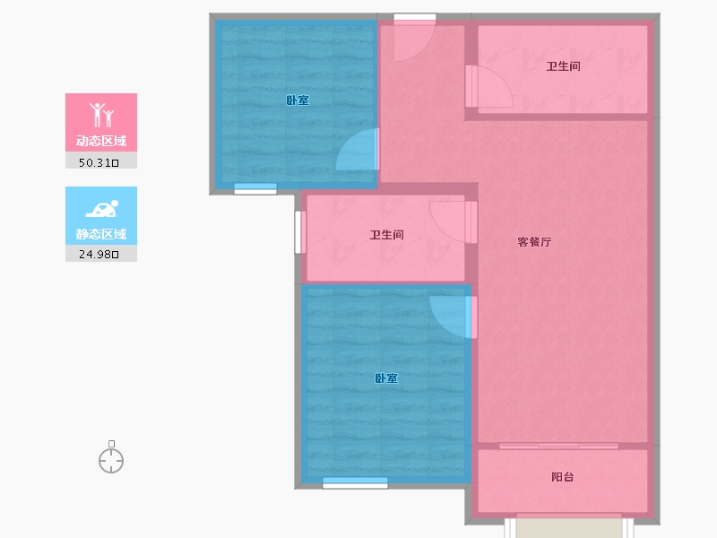 山东省-烟台市-阳光首院-67.79-户型库-动静分区