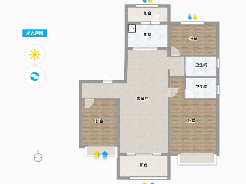 山东省-聊城市-碧桂园天誉-110.41-户型库-采光通风